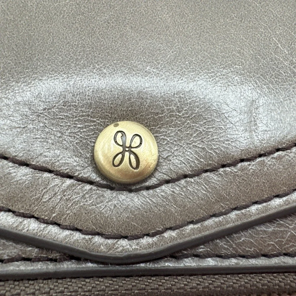 Hobo International Soft Brown Gray Leather Womens Long Wallet Clutch Zip‎